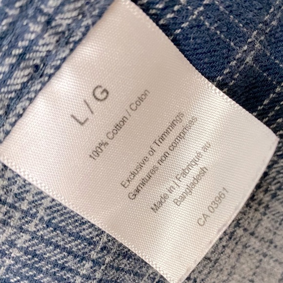 Wind River Blue Grey Cotton Plaid Long Sleeve Button Up Shirt L - Picture 4 of 14